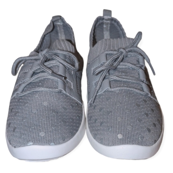 Isaac Mizrahi Live! Lace-Up Sneakers Polka-Dot Knit Gray & White Size 8M NEW - Picture 2 of 7